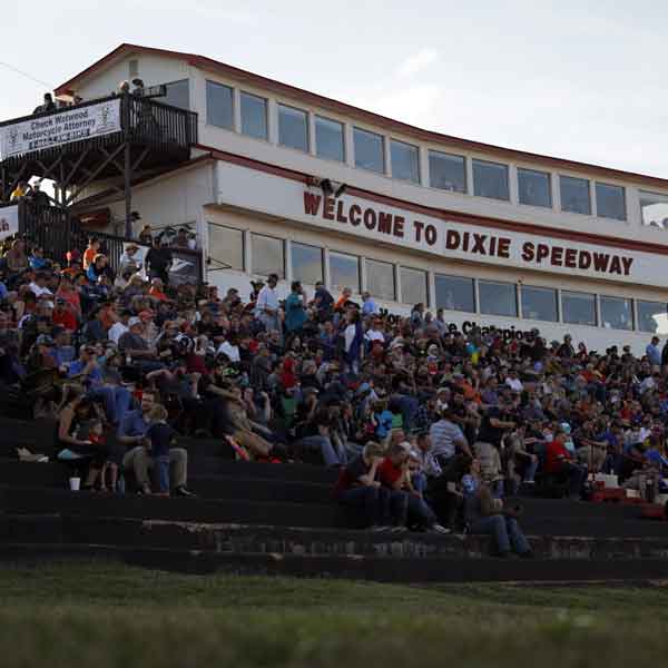 main stands at Dixie Speedway full crowd