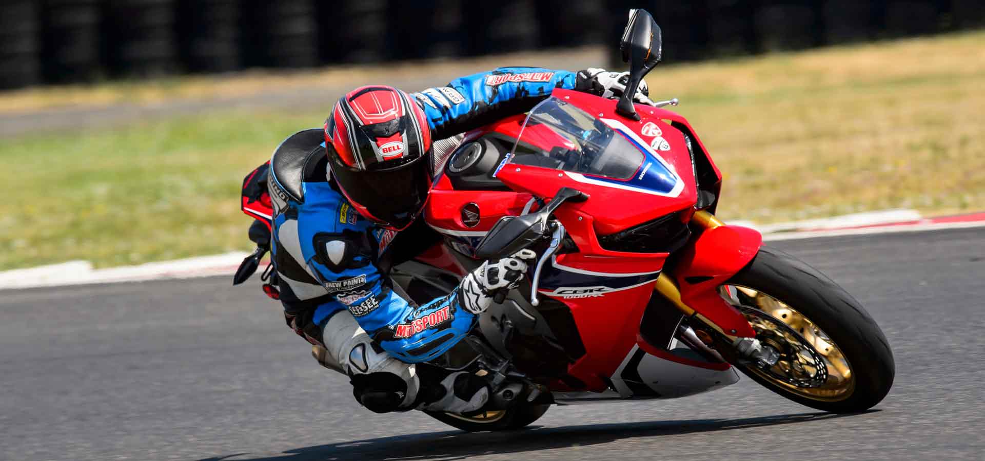 Andy riding a Honda CBR 1000 in a test for Asphalt and Rubber of all new liter motorcycles at Portland International Raceway
