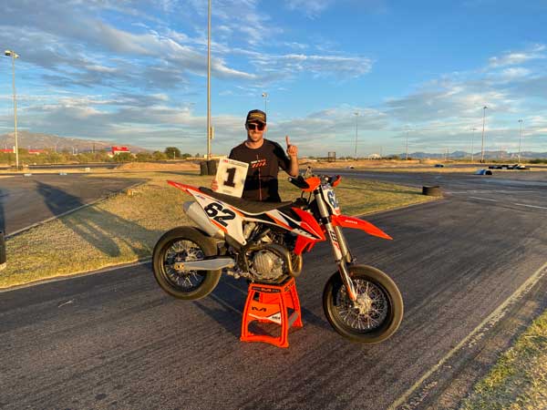 Andy DiBrino with his first AMA National Championship in Super Moto pro open asphalt