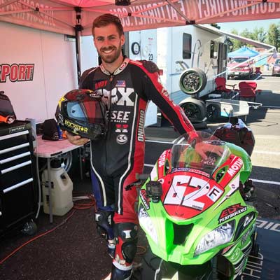Andy at the first Oregon Motorcycle Road Racing event this year at Portland International Raceway in his paddock with his new Kawasaki ZX-10R