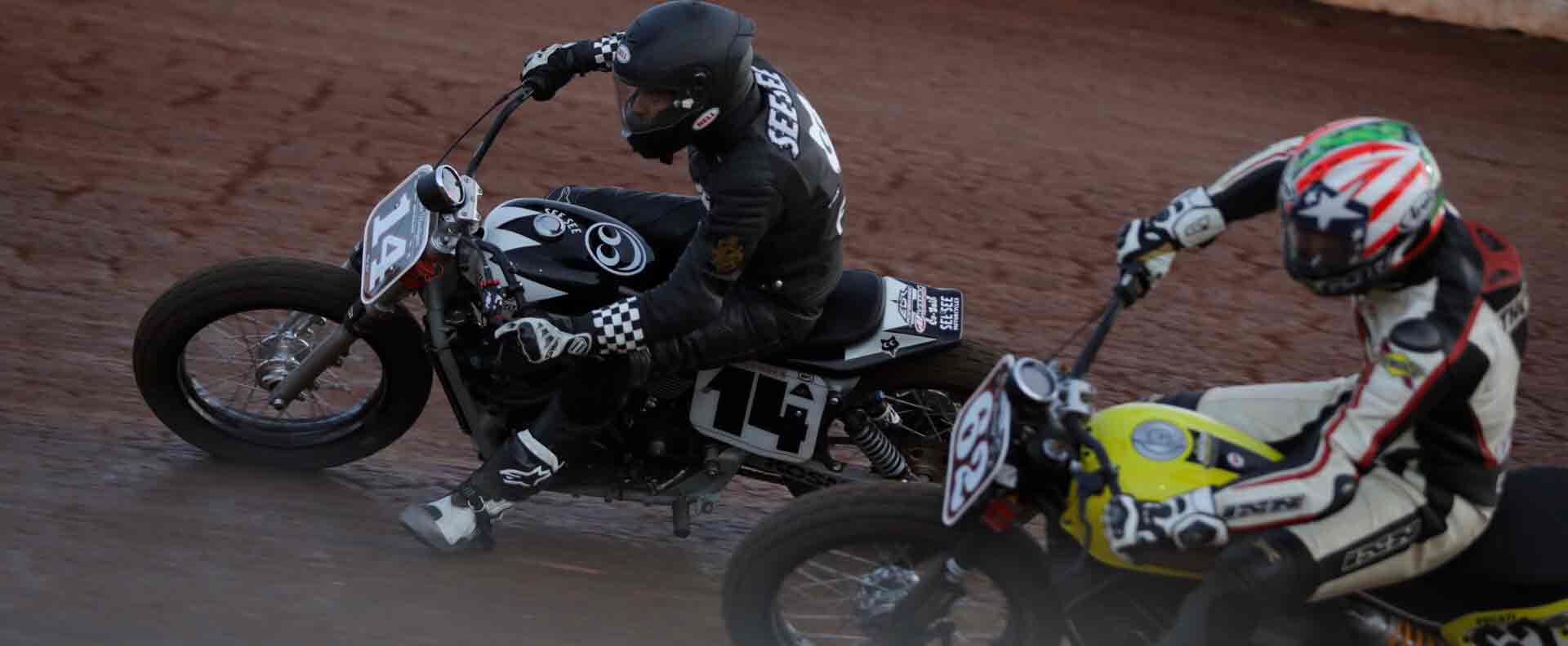 Andy DiBrino racing at Dixie Speedway in RSD Super Hooligans flat track American Flat Track AMA event
