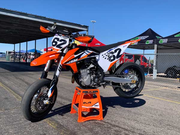 Andy's KTM supermoto 450 stock ready to go motorcycle racing