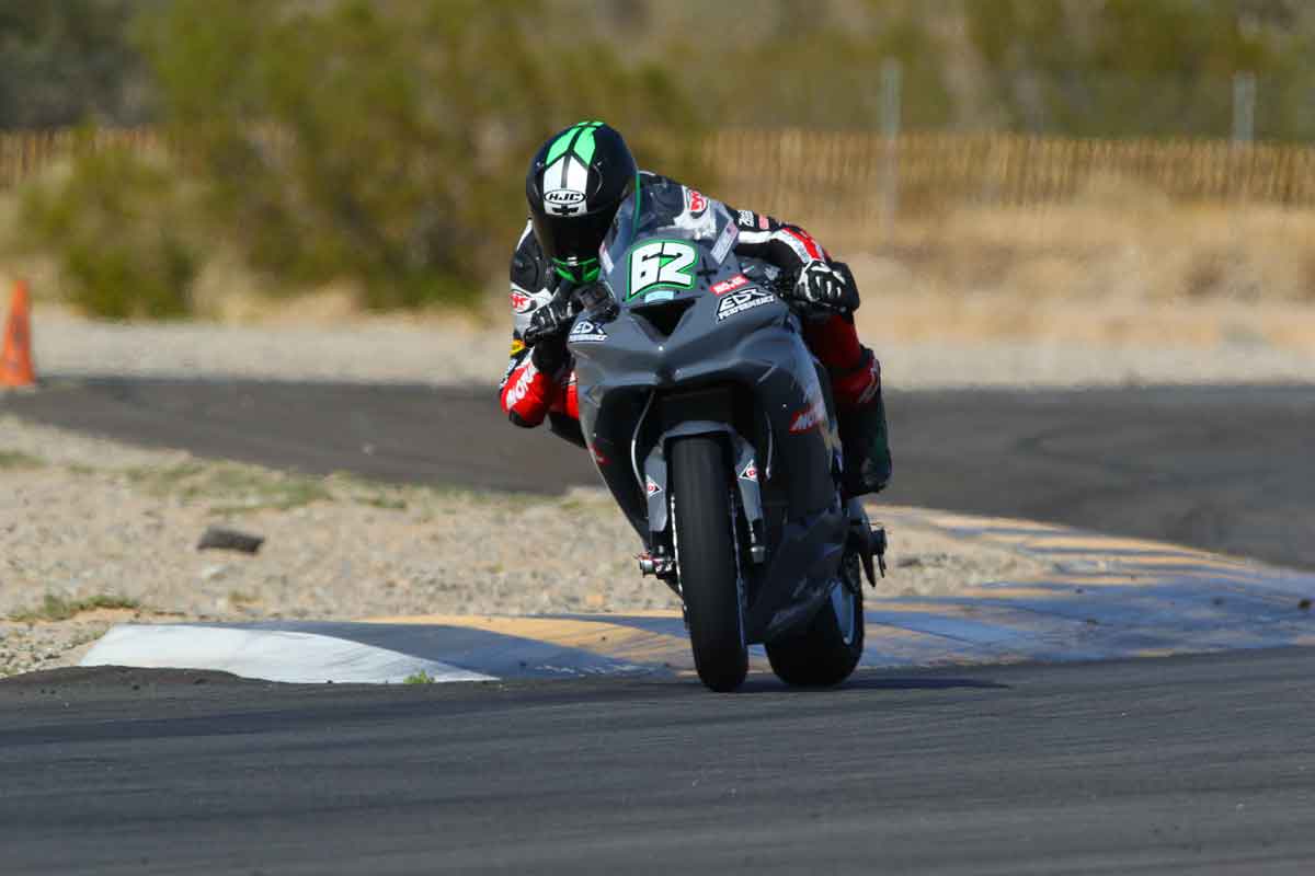 Andy DiBrino was able to run a 1:46.7 lap time, which is blistering fast for a 600 motorcycle at Chuckwalla.