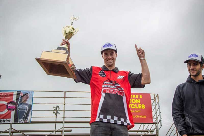 Andy with the trophy from the 2017 Ultra Formula Oregon Road Racing Association Championship.