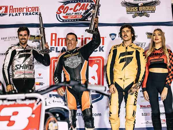 Andy DiBrino first podium on his Duke KTM 790 flat track motorcycle at round 4 RSD Superhooligan national championship